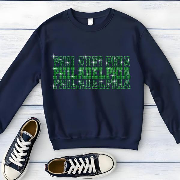 Philadelphia Rhinestone Football Shirt, Shine Bright and Show Your Team with This Stylish, Quality Design, Perfect for Game Days & Tailgates