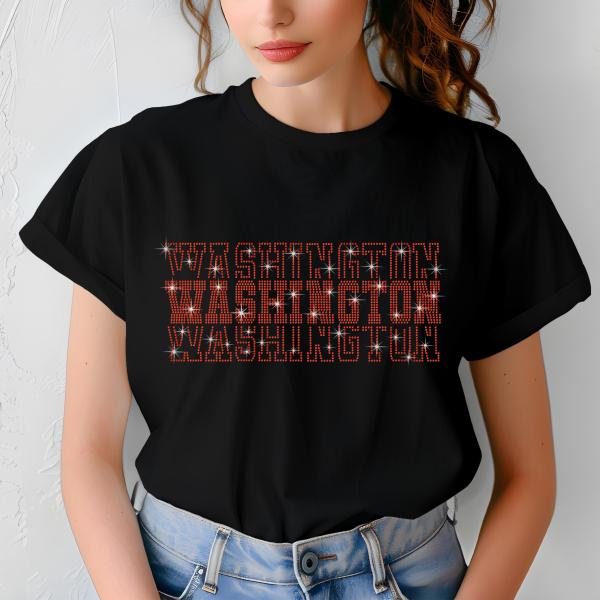 Washington Rhinestone Football Shirt, Shine Bright and Show Your Team with This Stylish, Quality Design, Perfect for Game Days & Tailgates