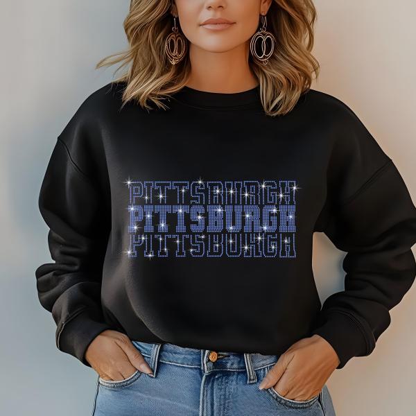 Pittsburgh Rhinestone Football Shirt, Shine Bright and Show Your Team with This Stylish, Quality Design, Perfect for Game Days & Tailgates