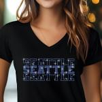 Seattle Rhinestone Football Shirt, Shine Bright and Show Your Team with This Stylish, High-Quality Design, Perfect for Game Days & Tailgates