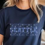 Seattle Rhinestone Football Shirt, Shine Bright and Show Your Team with This Stylish, High-Quality Design, Perfect for Game Days & Tailgates