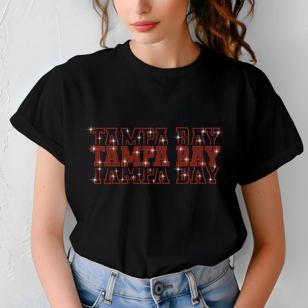 Tampa Bay Rhinestone Football Shirt, Shine Bright and Show Your Team with This Stylish, High-Quality Design, Perfect for Game Days&Tailgates