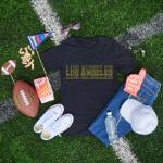 Los Angeles Rhinestone Football Shirt, Shine Bright and Show Your Team with This Stylish, Quality Design, Perfect for Game Days & Tailgates