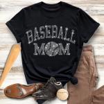 Baseball Mom Rhinestone T-Shirt, Cute Cheer Mom Shirt, Sports Lover Mama Sweatshirt, Baseball Team Jersey Christmas Gift Idea for Mom