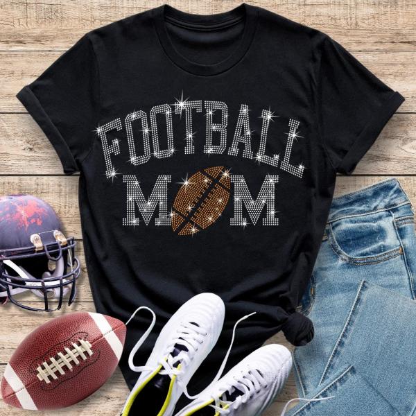 Football Mom Rhinestone T-Shirt, Sports Mama Shirt, Cute Mama Hoodie, Cheer Mom Team Jersey, Cozy Game Day Mom Sweatshirt