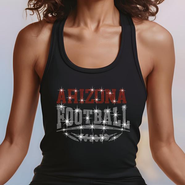 Arizona Rhinestone Football, Game Day, Football Fan Shirt, Bling Team Trendy Shirt, Glitter Sunday Fashion, Game Day Chic Shirt