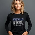 Buffalo Football Rhinestone Shirt – Sparkling Fan Apparel! Stylish T-shirt, Sweatshirt, Hoodie, or V-Neck, Perfect for Game Day & Team Pride