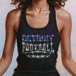 Detroit Football Rhinestone Shirt – Sparkling Fan Apparel! Stylish T-shirt, Sweatshirt, Hoodie, V-Neck, Perfect for Game Day & Team Pride