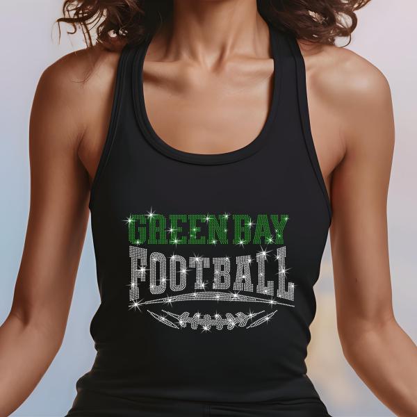 Green Bay Football Rhinestone Shirt – Sparkling Fan Apparel! Stylish T-shirt, Sweatshirt, Hoodie, V-Neck, Perfect for Game Day & Team Pride