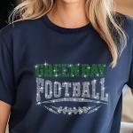 Green Bay Football Rhinestone Shirt – Sparkling Fan Apparel! Stylish T-shirt, Sweatshirt, Hoodie, V-Neck, Perfect for Game Day & Team Pride
