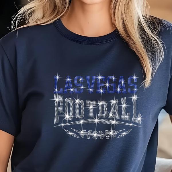 Las Vegas Football Rhinestone Shirt – Sparkling Fan Apparel! Stylish T-shirt, Sweatshirt, Hoodie, V-Neck, Perfect for Game Day & Team Pride