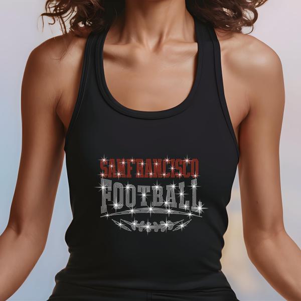 San Francisco Rhinestone Football, Game Day, Football Fan Shirt, Bling Team Trendy Shirt, Glitter Sunday Fashion, Game Day Chic Shirt