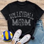 Volleyball Mom Rhinestone T-Shirt, Cute Volleyball Season Mama Sweatshirt, Sports Mom Game Day Fan Apparel, Team Fan Shirt Gift
