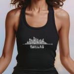 Dallas Skyline Rhinestone Shirt – Stunning City Silhouette Tee with Sparkling Name Design, Football Perfect for Stylish Fans and City Lovers