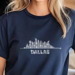 Dallas Skyline Rhinestone Shirt – Stunning City Silhouette Tee with Sparkling Name Design, Football Perfect for Stylish Fans and City Lovers