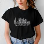 Kansas City Skyline Rhinestone Shirt – Stunning City Silhouette Tee with Sparkling Name Design, Perfect for Stylish Fans and City Lovers