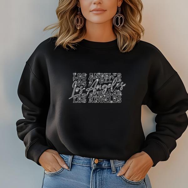 Los Angeles Rhinestone Football T-Shirt - Sparkly Game Day Tee for Fans, Tailgates & Sports Events - Game Day Gift for Football Lovers