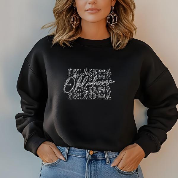 Oklahoma Rhinestone Football T-Shirt - Sparkly Game Day Tee for Fans, Tailgates & Sports Events - Game Day Gift for Football Lovers
