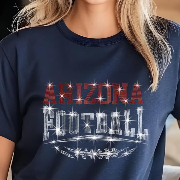 Arizona Rhinestone Football, Game Day, Football Fan Shirt, Bling Team Trendy Shirt, Glitter Sunday Fashion, Game Day Chic Shirt