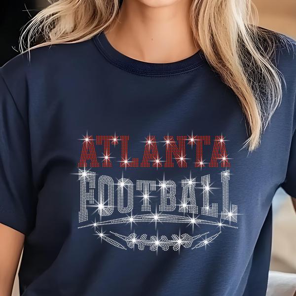 Atlanta Rhinestone Football, Game Day, Football Fan Shirt, Bling Team Trendy Shirt, Glitter Sunday Fashion, Game Day Chic Shirt