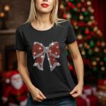 Christmas Bow Rhinestone Sweater, Cheering Party Shirt, Holiday Sweater, Xmas Gift, Merry Sweatshirt, New Year Tee, T-shirts Gift for Her