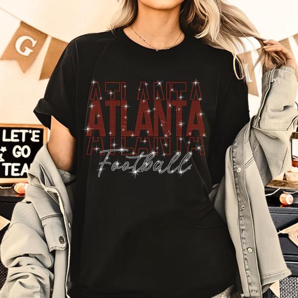 Atlanta Rhinestone Sparkling Game Day T-Shirt, Football Fan Shirt, Retro Football Season Shirt, Football Lovers Gift for Men or Women