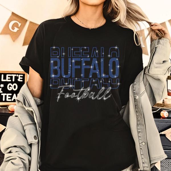 Buffalo Rhinestone Sparkling Game Day T-Shirt, Football Lovers Sport Outfit, Football Season Favorite Shirt, Super Bowl Party Sweatshirt