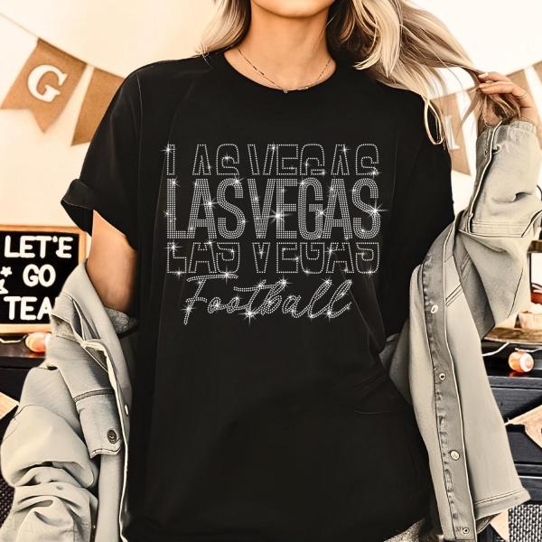 Las Vegas Gameday Sparkling  Rhinestone T-Shirt, Sunday Game Day Football Fans Shirt, Casual Sunday Men and Women Favorite Shirt Gift