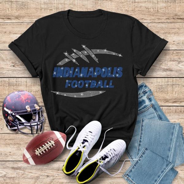 Indianapolis Game Day Rhinestone T-Shirt, Football Design Team Shirt, Sunday Football Shirt, Trending Sports Fan Gift Tailgate Clothes