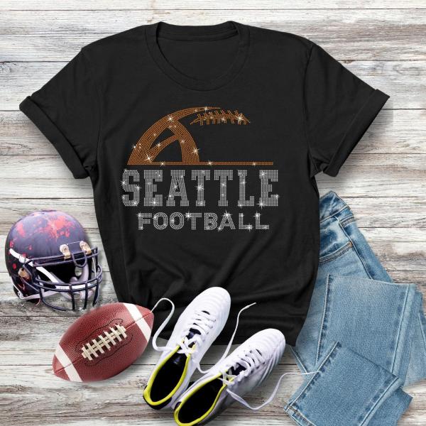 Seattle Rhinestone Sunday Football T-Shirt, Unique Design Unisex Sport Tee, Show Your Support in Comfy Shirt, Gift for Your Loving One