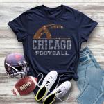 Chicago Rhinestone Sunday Football T-Shirt, Unique Design Favorite Football Team Tee-Shirt, Trendy Game Day Fans Apparel, Cute Football Gift
