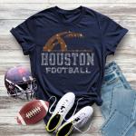 Houston Rhinestone Sunday Football T-Shirt, Football Fan Tailgate Game Shirt, Comfort Color Football Top Gift, Game Day Apparel