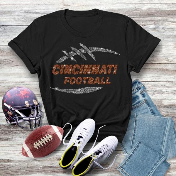 Cincinnati Game Day Rhinestone T-Shirt, Football Game Day Apparel, Tailgating Game Day Shirt,  Soft Cotton Shirt, Sports Gift for Her