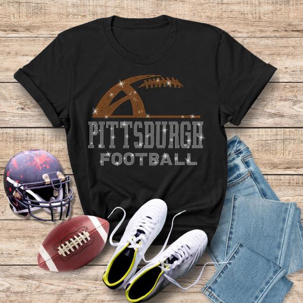 Pittsburgh Rhinestone Sunday Football T-Shirt, Sports Season Unique Design Gameday Shirt, Women's Favorite Football Tee, Gift for Her or Him