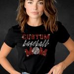 Personalized Baseball Mom Rhinestone Shirt, Custom Sports Tee, Bling Baseball Mom, Cute Baseball Mom Shirt,  Personalized Gift for Mom