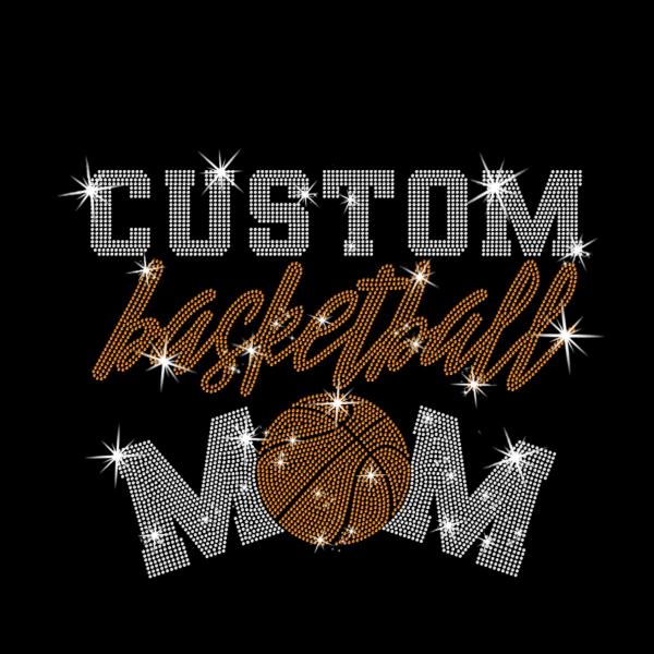 Personalized Basketball Mom Rhinestone Shirt, Custom Basketball Tee, Basketball Mom Shirt, Custom Spirit Wear, Basketball Team Gift Shirt