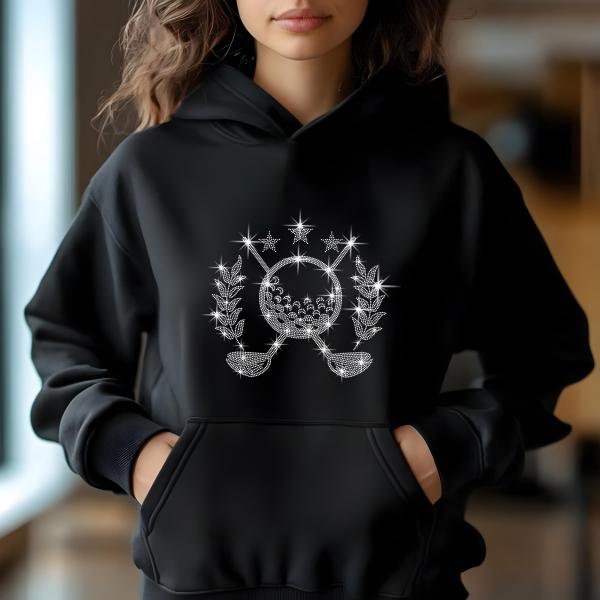 Golf Rhinestone T-Shirt, Sparkling Golf Club Design, Women’s Casual Tee, Glitter Golf Lover Shirt, Sports Fan Outfit, Golf Gift for Her