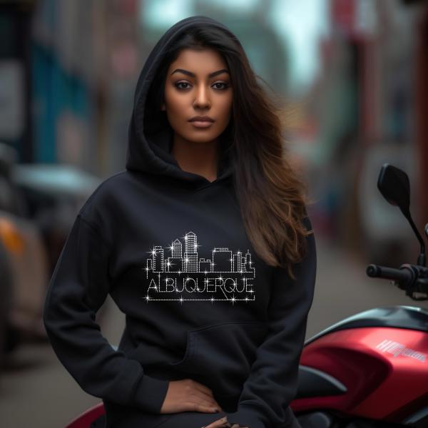 Albuquerque Rhinestone T-Shirt, Sparkling City Skyline Design, Women Casual Tee, Glitter Cityscape Top, New Mexico Pride Shirt, Travel Gift