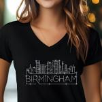 Birmingham Rhinestone T-Shirt, Sparkling City Skyline Tee, Women Casual Top, Alabama Pride Shirt, Travel Gift, Cityscape Design Outfit