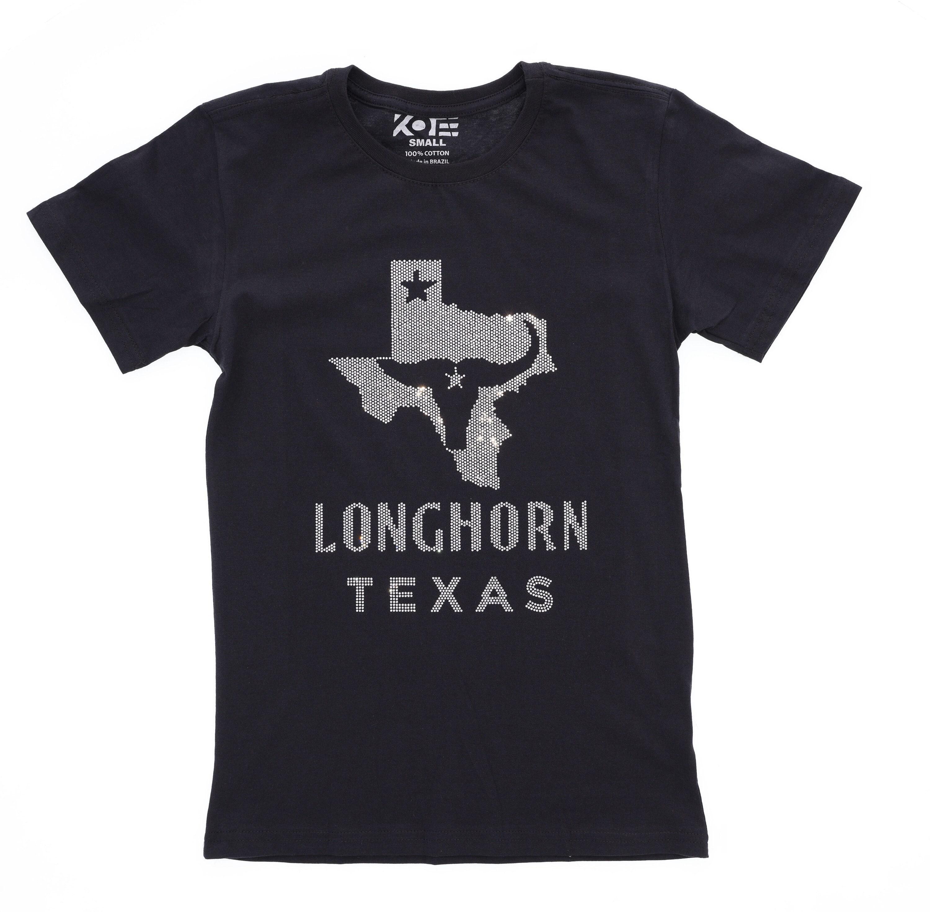 Texas Longhorn Rhinestone T-Shirt with Starry Boot Map , Texas Lovers Bling Top Tee-Shirt, Trip or Travel Sweatshirt, Western Vintage Shirt