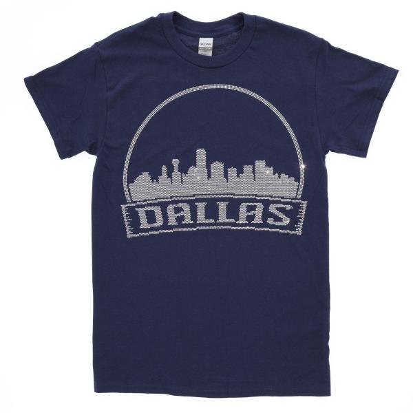 Dallas City Skyline Silhouette Rhinestone Bling T-Shirt, City souvenir Sweatshirt, Custom City Shirt, Aesthetic Vintage Western Tee-Shirt