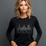 Buffalo Rhinestone T-Shirt, Sparkling City Skyline Tee, Women’s Casual Top, Glitter Buffalo Design, New York Pride Shirt, Unique Travel Gift
