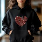 Love Heart Rhinestone T-Shirt, Sparkling Valentine’s Day Tee, Women’s Glitter Love Shirt, Romantic T-shirt, Unique Gift Idea, Gift for Her
