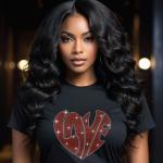 Love Heart Rhinestone T-Shirt, Sparkling Valentine’s Day Tee, Women’s Glitter Love Shirt, Romantic T-shirt, Unique Gift Idea, Gift for Her