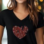 Love Heart Rhinestone T-Shirt, Sparkling Valentine’s Day Tee, Women’s Glitter Love Shirt, Romantic T-shirt, Unique Gift Idea, Gift for Her