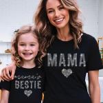 Mama's Little Bestie Matching Rhinestone T-Shirt With Heart, Custom Birthday Mommy Shirt, Mother's Day Sweatshirt, Christmas Gift Idea