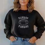 Sunday Funday Rhinestone T-Shirt, Football Sparkle Tee, Glitter Game Day Shirt, Women's Black Top, Fun Sportswear Gift for Fans