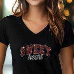 Sweetheart Rhinestone T-Shirt, Sparkling Valentine’s Day Tee, Women’s Glitter Love Shirt, Romantic T-shirt, Unique Gift Idea, Gift for Her