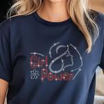 Girl Power Rhinestone T-Shirt, Women’s Day Sparkling Tee, Feminist Empowerment Shirt, Gift for Her, Stylish Women’s Rights T-Shirt, Mom Gift