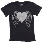 Angel Wings Heart Rhinestone T-Shirt, Flying Heart Tee-Shirt, Memorial Apparel Top, Perfect Romantic Gift Idea for Men and Women